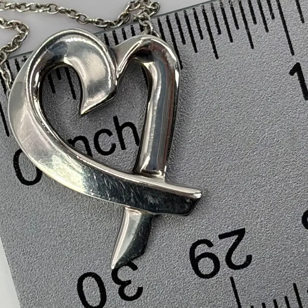 Tiffany & Co Paloma Picasso Medium Loving Heart Pendant Necklace - Silver - 19”